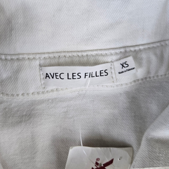 Avec Les Filles White Denim Playsuit Utility Classic Contemporary Romper Size XS - Picture 4 of 6